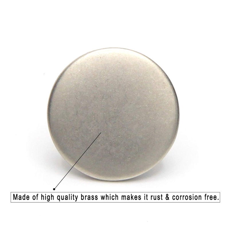 Enosea 12 Sets Jean Tack Buttons Metal Replacement Kit, Matte Silver (Silver) - Image 3